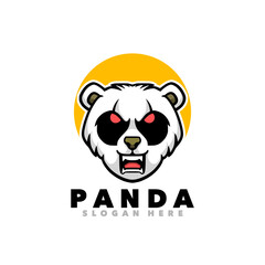 Panda head angry mascot logo 