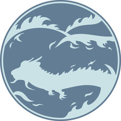 Naklejka premium 024, Year of the Blue Dragon, Gapjin Year, Blue Dragon Emblem