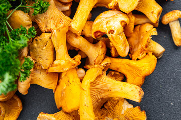 chanterelle mushroom food mushrooms snack on the table copy space food background rustic top view