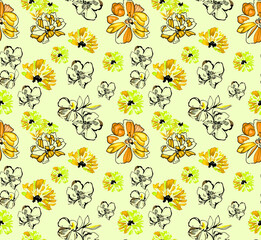 beautiful yellow and black seamless pattern illustration all over repeat design for digital and textile 
