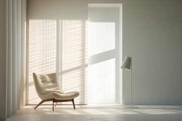 Fototapeta premium Modern white living room interior with armchair 
