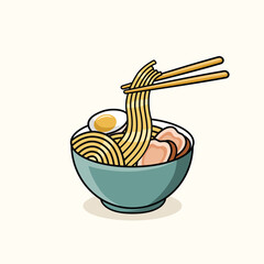 Asian delicious noodle vector illustration