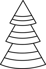 Line art Christmas tree ,, abstract geometric design. PNG with transparent background.