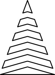 Fototapeta premium Line art Christmas tree ,, abstract geometric design. PNG with transparent background.
