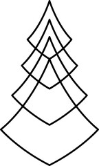 Line art Christmas tree ,, abstract geometric design. PNG with transparent background.