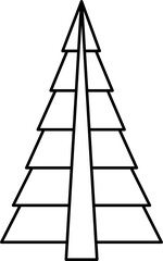 Line art Christmas tree ,, abstract geometric design. PNG with transparent background.