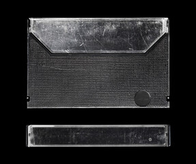 vintage cassette tape mockup set. used and full of scratches cassete tape case isolated