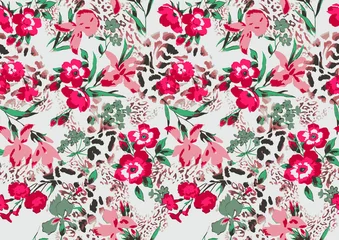 Foto op Canvas  beautiful red and white seamless pattern illustration all over repeat design for digital and textile   © rayan