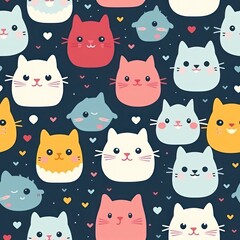 Cute Cat Seamless Pattern