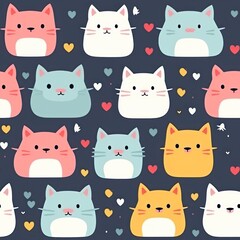 Cute Cat Seamless Pattern