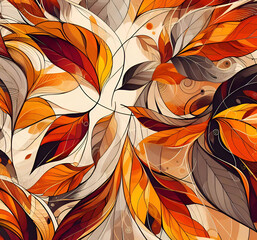 Colorful autumn leaves, abstract illustration background, pattern, wrapping paper, wallpaper, Texture
- 677151519