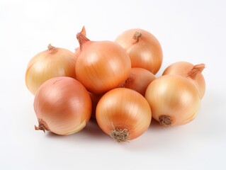 A bunch of onions isolated on a white background
