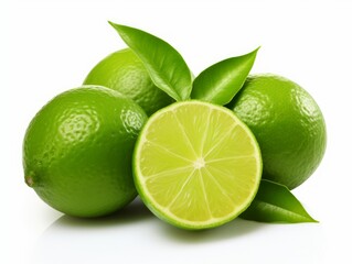 Bunch of limes isolated on A white background