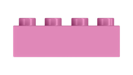 Fuchsia Pink bricks Block Isolated on a White Background. Close Up View of a Plastic Children Game Brick for Constructors, Front View. High Quality 3D Rendering with a Work Path. 8K Ultra HD, 7680x4320