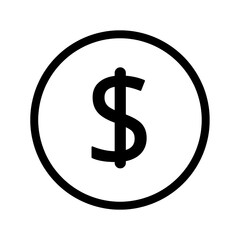 dollar money coin sign icon isolated on white transparent background vector illustration financial exchange shopping currency buy in black line