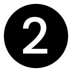 Black number 2 icon template transparent black circle number	two