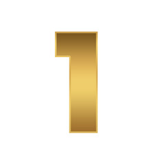 luxury gold number 1 icon template transparent file format PNG, 1 gold number template 