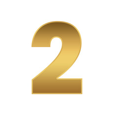 luxury gold number 2 icon template transparent file format PNG, 2 gold number template 