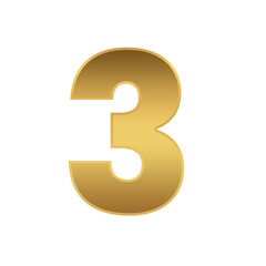 luxury gold number 3 icon template transparent file format PNG, 3 gold number template 