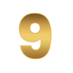 luxury gold number 9 icon template transparent file format PNG, 9 gold number template 