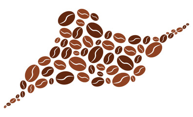 Flat coffee beans wave border decoration illustration