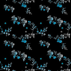 beautiful black and blue seamless pattern illustration all over repeat design for digital and textile 

