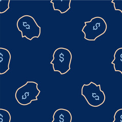 Line Lucky player icon isolated seamless pattern on blue background. Vector