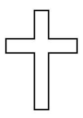 Christian cross, black and white vector silhouette illustration of religious Latin cross shape, isolated on white