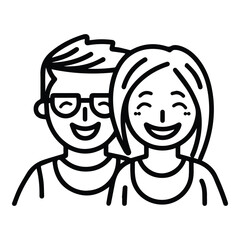 Young Man And Woman Couple Flat Icon Isolated On White Background