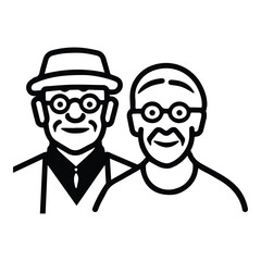 Old Man And Woman Couple Flat Icon Isolated On White Background