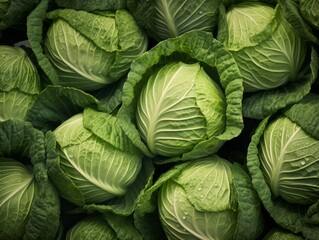 Obraz premium Top view of fresh cabbages