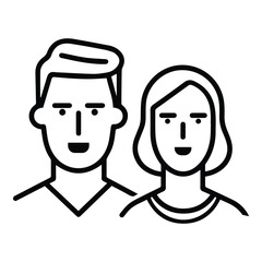 Young Man And Woman Couple Flat Icon Isolated On White Background