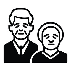 Old Man And Woman Couple Flat Icon Isolated On White Background