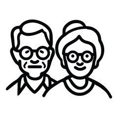 Old Man And Woman Couple Flat Icon Isolated On White Background