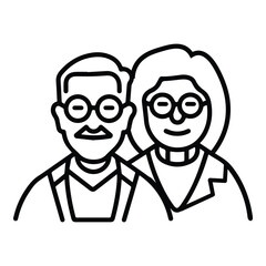 Old Man And Woman Couple Flat Icon Isolated On White Background