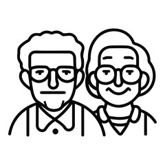 Old Man And Woman Couple Flat Icon Isolated On White Background