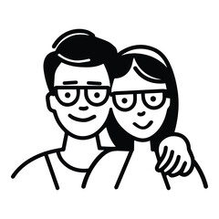 Young Man And Woman Couple Flat Icon Isolated On White Background