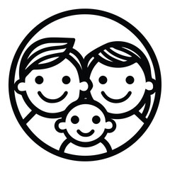 Parents With Child Flat Icon Isolated On White Background