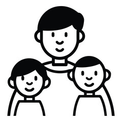 Father With Kids Flat Icon Isolated On White Background