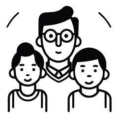 Father With Kids Flat Icon Isolated On White Background