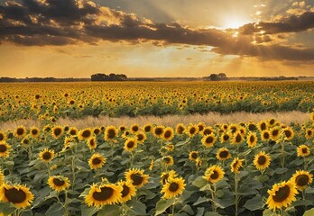Obraz premium Sunflower Soiree: Kansas' Endless Golden Fields.