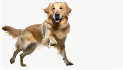 Golden Retriever dog posing on an isolated white background