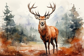 Big deer in wood