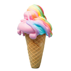 Rainbow ice cream on transparent background