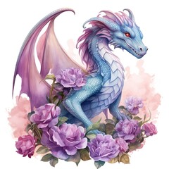 Obraz premium Enchanting watercolor dragons for clipart