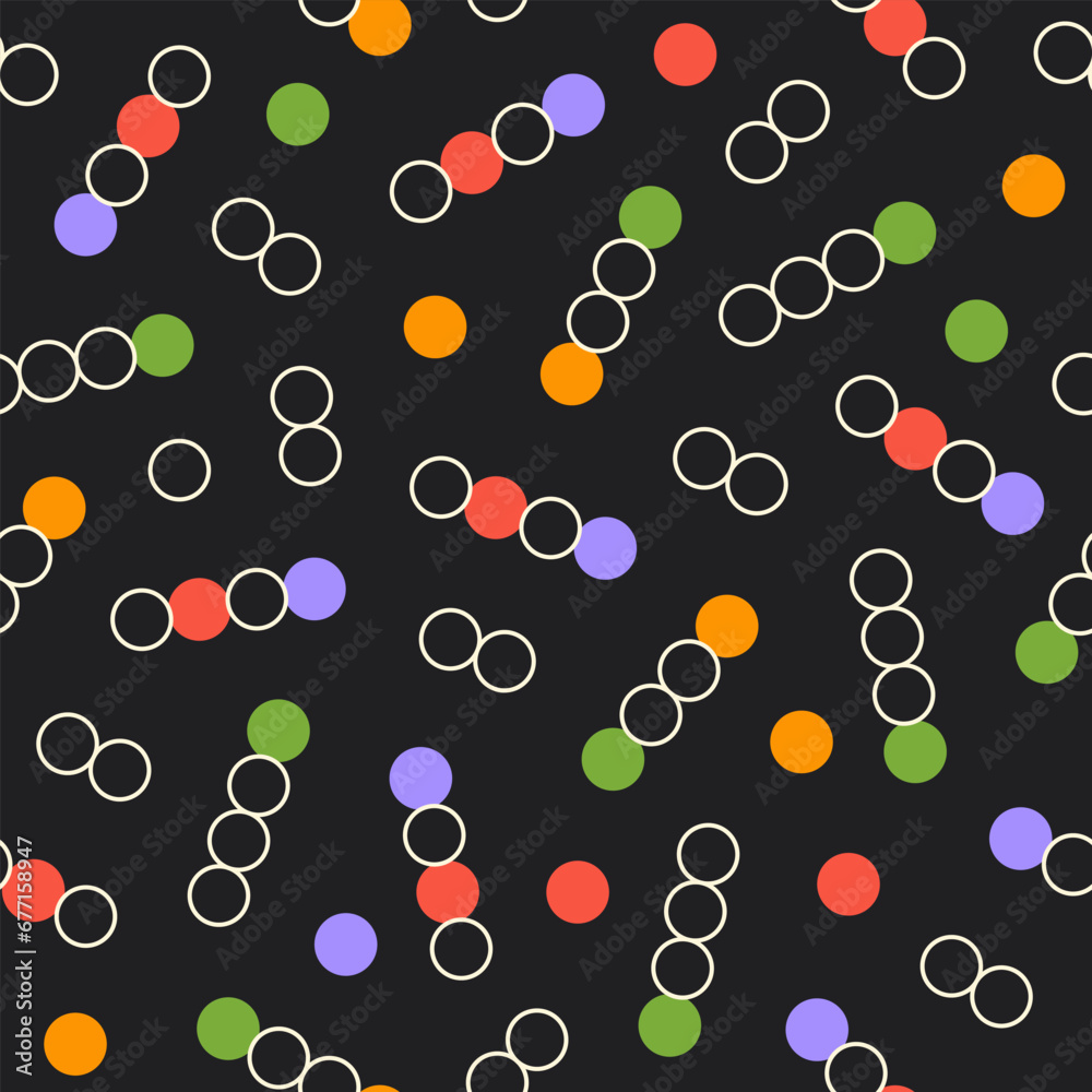 Aufkleber colorful geometric rings on a black background. retro playful abstract seamless pattern. vector illu