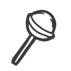 Lollipop hard sugar candy on stick. 1990 retro sweet caramel illustration. 90s 00s style hand drawn doodle element. Isolated vector illustration