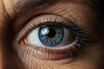 Naklejka premium close up of wrinkled face macro view