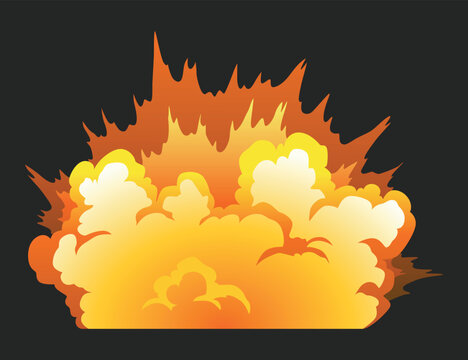 Explosion animation effect for game. Burst explosion in cartoon style. Bomb or bang. Vector isolated illustration