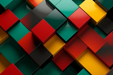 Abstract geometric black, red, yellow, green color background
